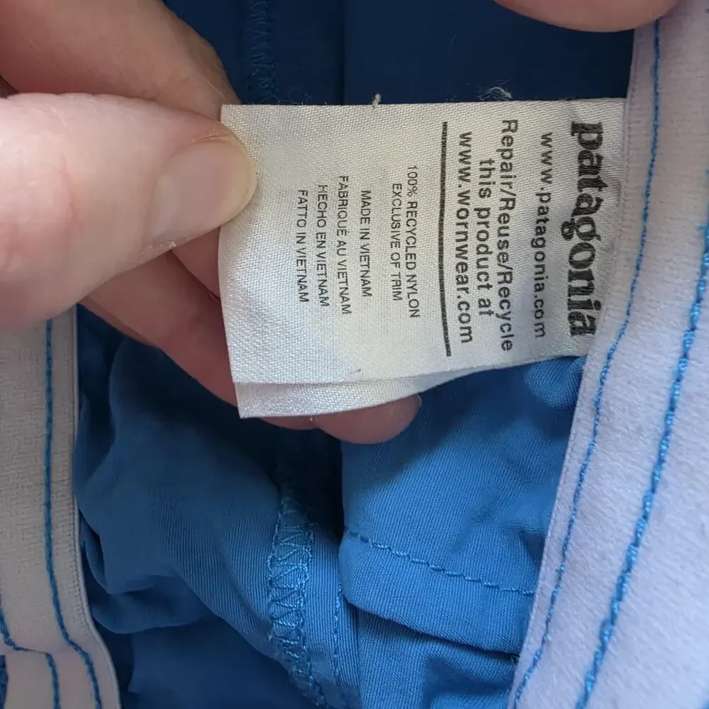 Patagonia Shorts Mens XL Baggies Blue Swim Trunks Quick Dry Nylon Drawstring